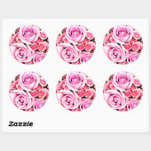 Sticker Rond Bouquet rose (Feuille)