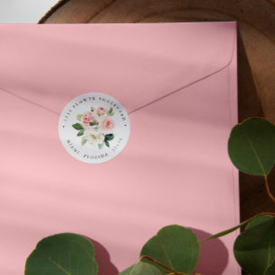 Sticker Rond Bouquet rose clair moderne Botanique Adresse de re