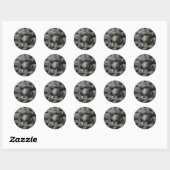 Sticker Rond "Bouquet Rose en noir et blanc" (1) (Feuille)