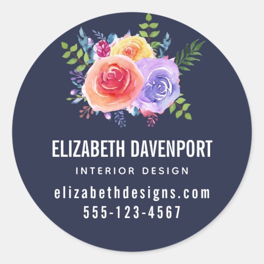 Sticker Rond Bouquet Rose Floral (Devant)