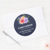 Sticker Rond Bouquet Rose Floral (Enveloppe)