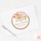 Sticker Rond Bouquet Rose Mariage d'été du printemps (Enveloppe)