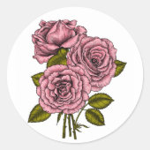 Sticker Rond Bouquet rose roses (Devant)