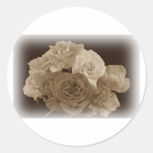 Sticker Rond Bouquet Sepia Rose