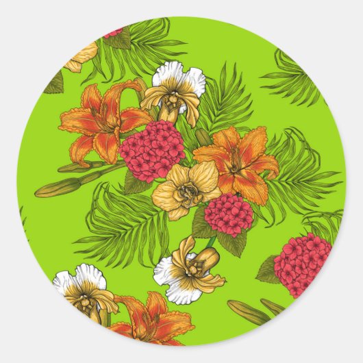 Sticker Rond Bouquet tropical (Devant)