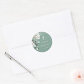 Sticker Rond bouquet vert blanc Baptême (Enveloppe)