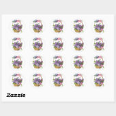 Sticker Rond Bouquet vintage de Lilacs violets (Feuille)
