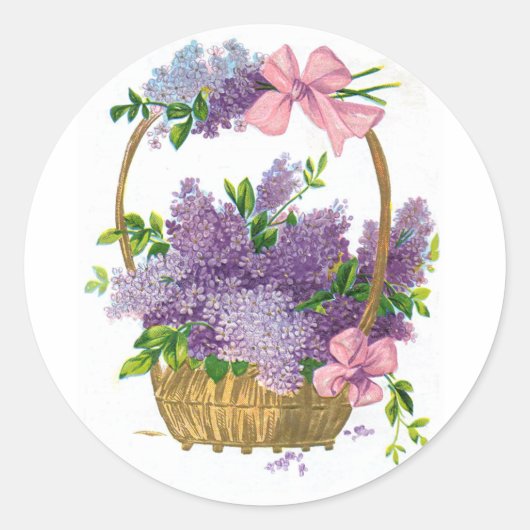 Sticker Rond Bouquet vintage de Lilacs violets (Devant)