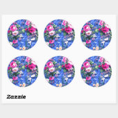 Sticker Rond Bouquets avec roses (Feuille)