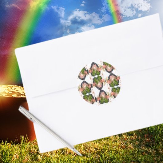 Sticker Rond Bouquets de coeur et de trèfle de la Saint-Patrick