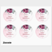 Sticker Rond Bouquets de fleurs aquarelles bordeaux (Feuille)