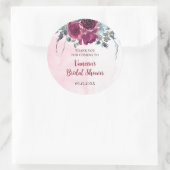 Sticker Rond Bouquets de fleurs aquarelles bordeaux (Sac)