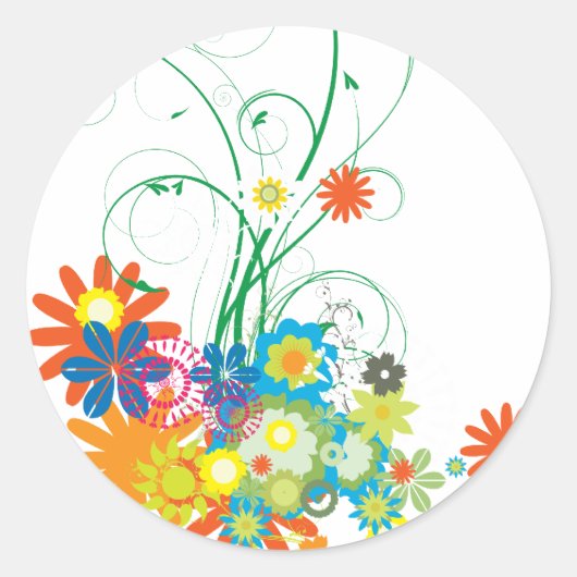 Sticker Rond bouquets de fleurs de tourbillons vectoriels (Devant)