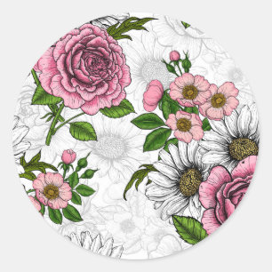 Sticker Rond Bouquets d'été