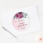 Sticker Rond Bouquets Floraux Bourgogne Aquarelle (Enveloppe)