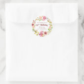 Sticker Rond Bourgogne 60e anniversaire Floral Wreath Merci (Sac)