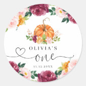 Sticker Rond Bourgogne automne fleuri Petit citrouille 1er anni (Devant)