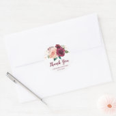Sticker Rond Bourgogne Blush Floral Lights Mariage Merci (Enveloppe)