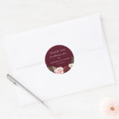 Sticker Rond Bourgogne Blush Floral Wedding Favoriser (Enveloppe)