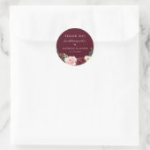 Sticker Rond Bourgogne Blush Floral Wedding Favoriser (Sac)