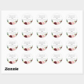 Sticker Rond Bourgogne Blush Floral Wedding Favoriser (Feuille)