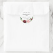 Sticker Rond Bourgogne Blush Floral Wedding Favoriser (Sac)