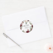 Sticker Rond Bourgogne & Blush Floral Wedding Favoriser (Enveloppe)