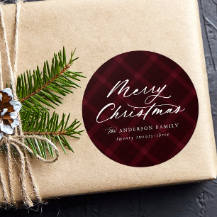 Sticker Rond Bourgogne Brossé Joyeux Noël