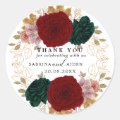 Sticker Rond Bourgogne d'or automnal Émeraude verte (Devant)