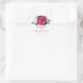 Sticker Rond Bourgogne et Mariage floral bleu marine (Sac)