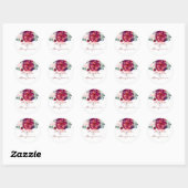 Sticker Rond Bourgogne et Mariage floral rose pâle (Feuille)