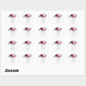 Sticker Rond Bourgogne et rose Elégant Mariage floral (Feuille)