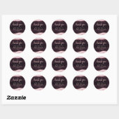 Sticker Rond Bourgogne et Rose Gold Geode Agate Mariage Merci (Feuille)