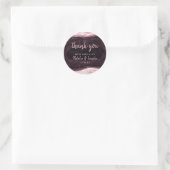 Sticker Rond Bourgogne et Rose Gold Geode Agate Mariage Merci (Sac)
