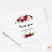 Sticker Rond Bourgogne Floral douche merci pour (Enveloppe)