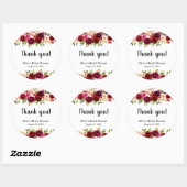 Sticker Rond Bourgogne Floral douche merci pour (Feuille)