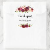 Sticker Rond Bourgogne Floral douche merci pour (Sac)