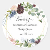 Sticker Rond Bourgogne Floral et Merci de verdure Favoriser (Devant)