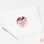 Sticker Rond Bourgogne Floral et Rose Mariage de monogramme or (Enveloppe)
