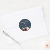 Sticker Rond Bourgogne Floral Navy Merci bleu Mariage Faveur (Enveloppe)