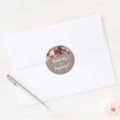 Sticker Rond Bourgogne Floral Russe Mariage (Enveloppe)