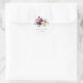 Sticker Rond Bourgogne Floral Verdure Feuillage Mariage Couple (Sac)