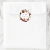 Sticker Rond Bourgogne florale romantique + Mariage de pêche (Sac)