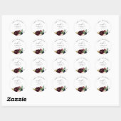 Sticker Rond Bourgogne Florals She's One Smart Cookie Graduatio (Feuille)