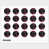 Sticker Rond Bourgogne Gold Magenta Agate Mariage Merci (Feuille)