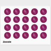 Sticker Rond Bourgogne | Initiales Chic Simple (Feuille)