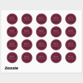 Sticker Rond Bourgogne Mariage Écriture Calligraphique Simple C (Feuille)