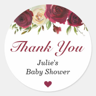 Sticker Rond Bourgogne Marsala Baby shower Saupoudrer Merci