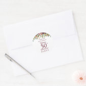 Sticker Rond Bourgogne Marsala Floral 50e Anniversaire Merci (Enveloppe)