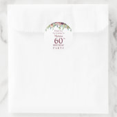 Sticker Rond Bourgogne Marsala Floral 60e anniversaire Merci (Sac)